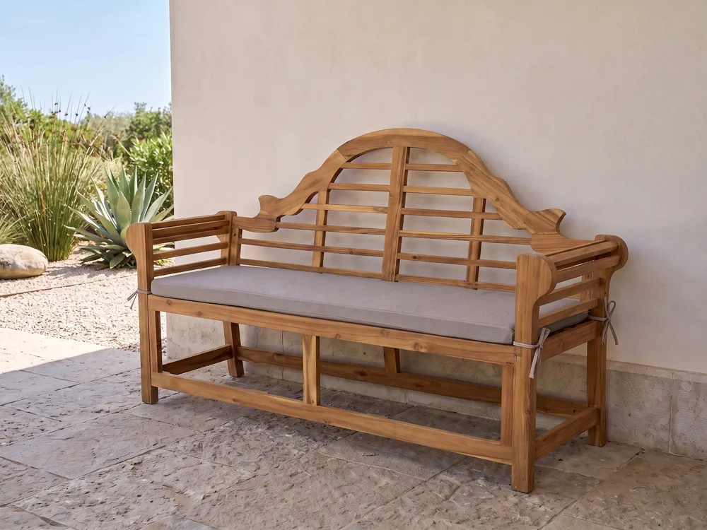 Garden Bench with Cushion MARLBORO 180 cm Acacia Wood Grey