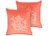 Set of 2 Velvet Cushions Coral Motif 45 x 45 cm Red NORI_892980