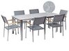 Conjunto de jardín 6 plazas con tablero de vidrio gris y sillas grises COSOLETO/GROSSETO_881683
