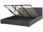 Ottoman Bed DREUX Faux Leather Dark Grey 180 x 200 cm (EU Super King)_793201
