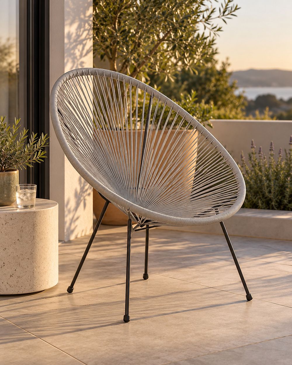 Gartenstuhl ACAPULCO II Polyrattan Hellgrau
