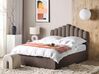 Sametová postel s úložným prostorem 160 x 200 cm šedá/béžová VINCENNES_837310