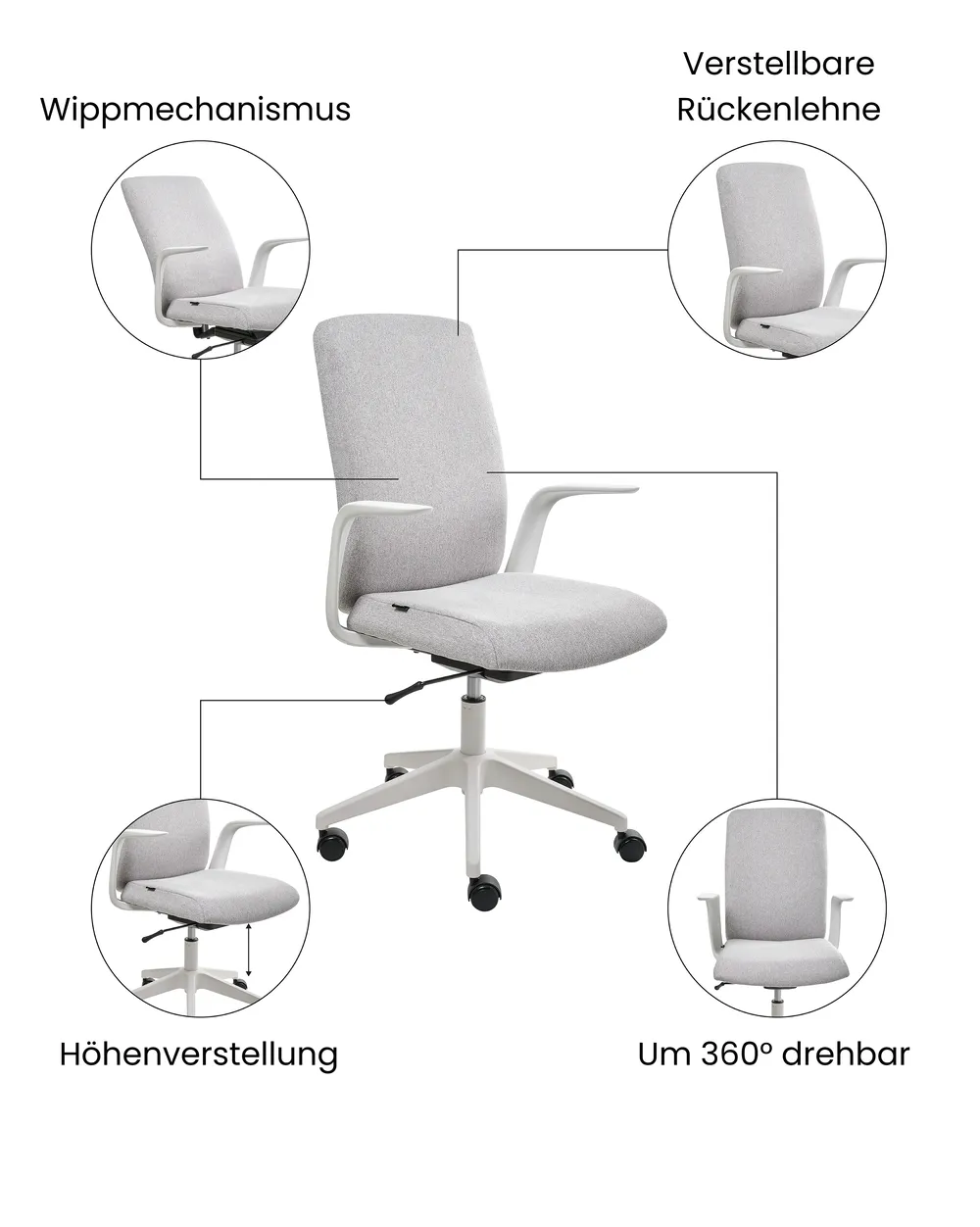 Bürostuhl CAPTAIN Stoff Hellgrau_1073365