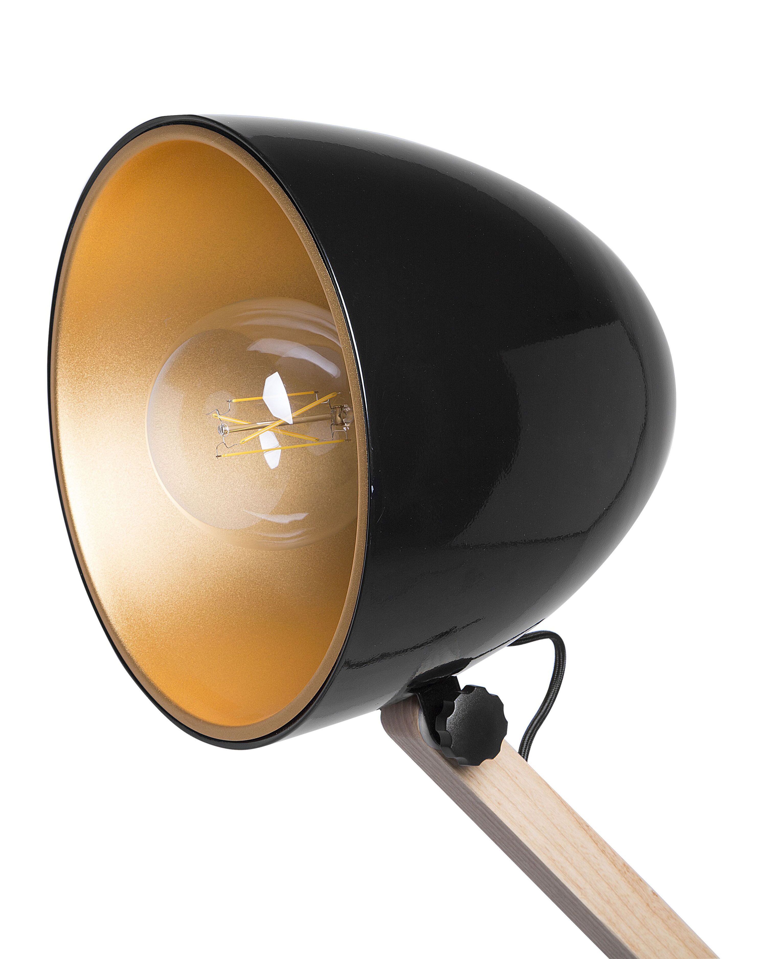 Candeeiro de pé HETTON Ajustável Madeira de carvalho Preto | Beliani.pt