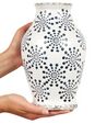 Stoneware Flower Vase 25 cm White with Navy Blue NEMEA_867603