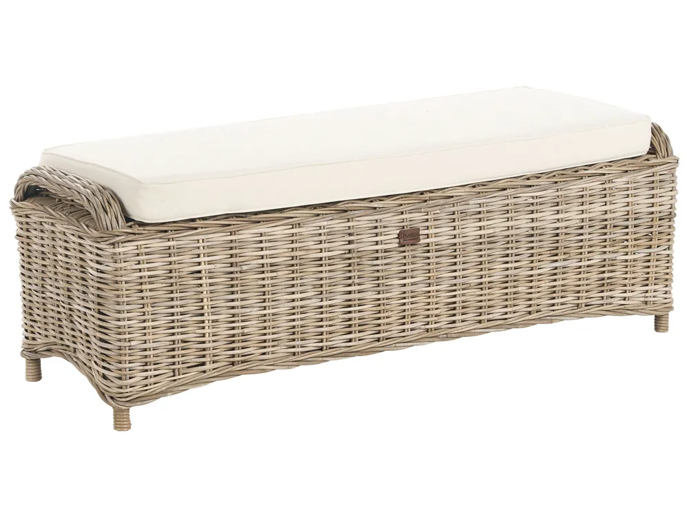 Ławka ogrodowa z poduchą SUSUA 150 cm z otomaną Rattan Naturalny_957581