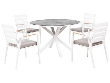 4 Seater Aluminium Garden Dining Set Marble Effect Top Grey MALETTO/TAVIANO