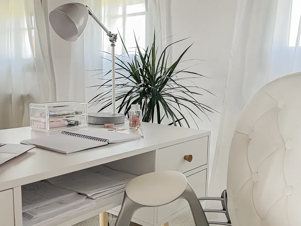 Scrivania LEVIN 110 cm 55 cm con Cassetti Bianco_812829