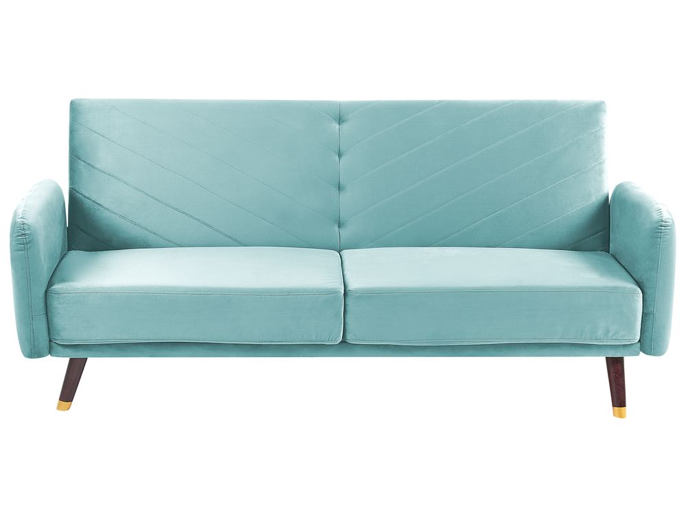Divano letto 3 posti SENJA Velluto Azzurro