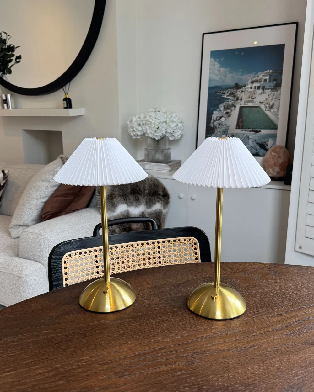 Kabellose LED Tischlampe 2er Set RUBA mit Dimmer Metall Gold