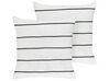 Lot de 2 coussins décoratifs rayés 50 x 50 cm en lin blanc et noir MILAS_904802