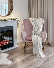 Poltrona a dondolo ELLAN Velluto Rosa_885402