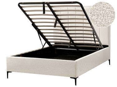 Boucle EU Double Size Ottoman Bed Off-White SEZANNE