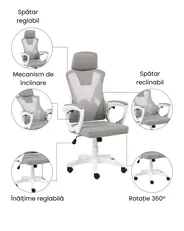 Scaun ergonomic IGNIS Piele ecologică Gri deschis_1074213