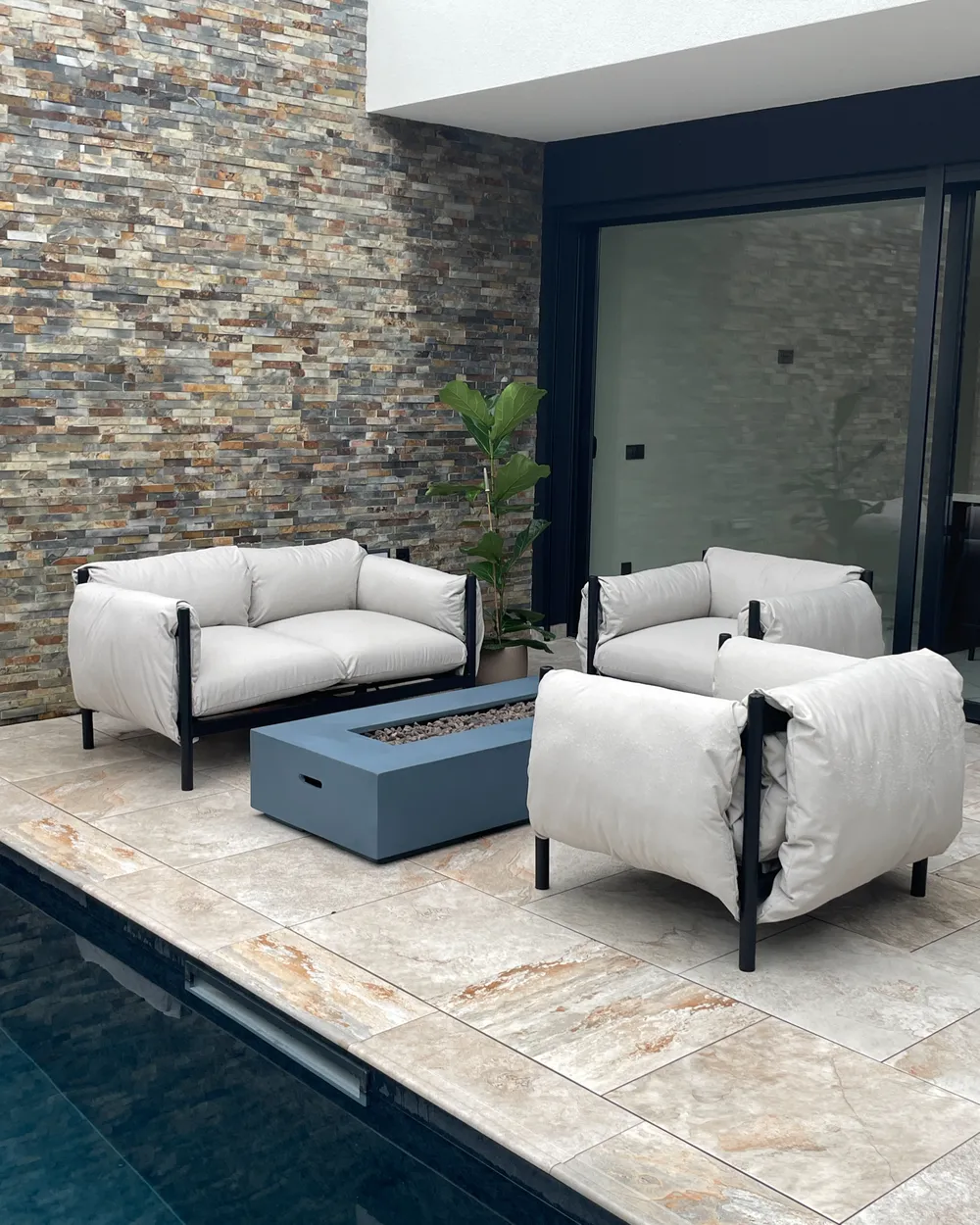Set di divani da giardino 4 posti ESPERIA Metallo Grigio_1025993