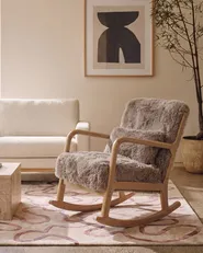 Rocking Chair SKOVDE Faux Fur Taupe_1098795