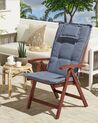 Set of 2 Acacia Wood Garden Chair Folding with Blue Cushion TOSCANA_752258