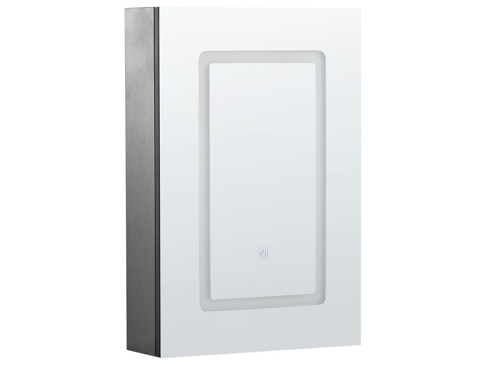 Bathroom Wall Mounted Mirror Cabinet LED CONDOR 40 cm 60 cm Black