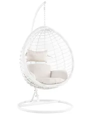 Hanging Chair with Stand FANO PE Rattan White_724367