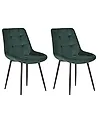 Set of 2 Dining Chairs MELROSE Velvet Dark Green