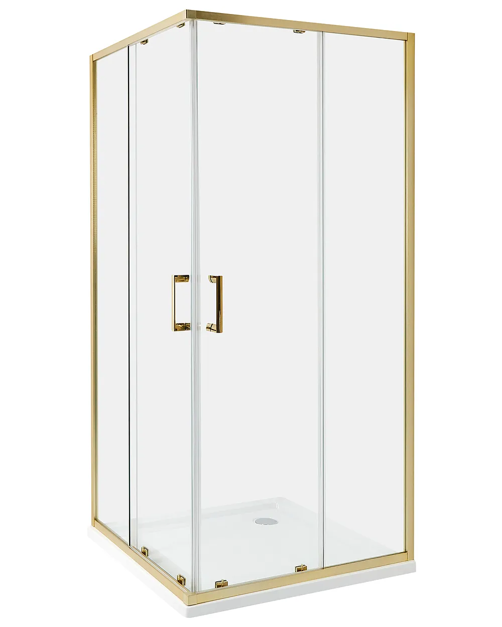 Cabina De Ducha De Vidrio Templado Con Puerta Corredera Dorada - 80x100x185 Cm, Estilo Moderno