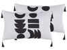 Set di 2 cuscini decorativi motivo geometrico bianco e nero 30 x 50 cm LIRIOPE_815444