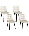 Set of 4 Dining Chairs POWELL Velvet Beige