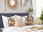 Set of 2 Decorative Cushions LAGURUS 45 x 45 cm Velvet Multicolour Plant Pattern_1175743