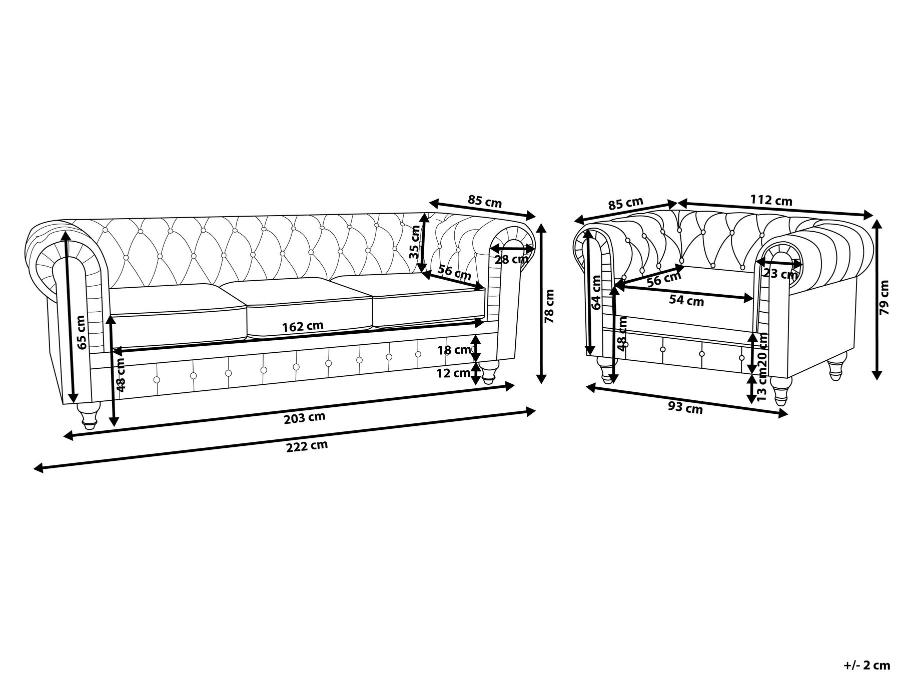 Faux Leather Living Room Set Black CHESTERFIELD Big _722333 Faux Leather Living Room Set Black CHESTERFIELD Big _722333