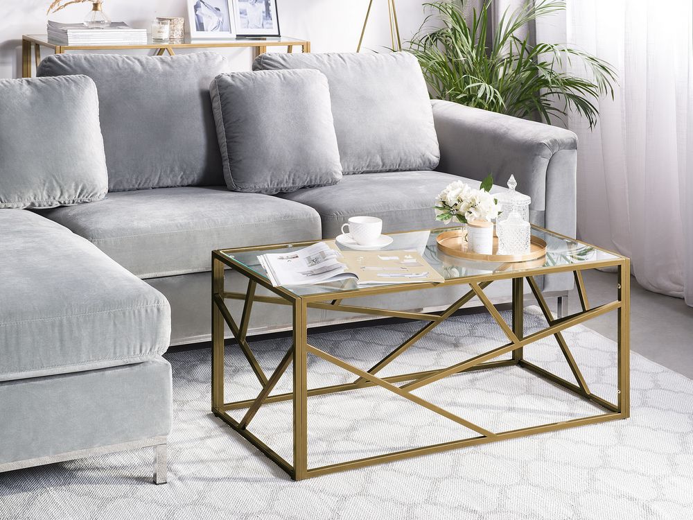 Glass Top Coffee Table Gold ORLAND Beliani