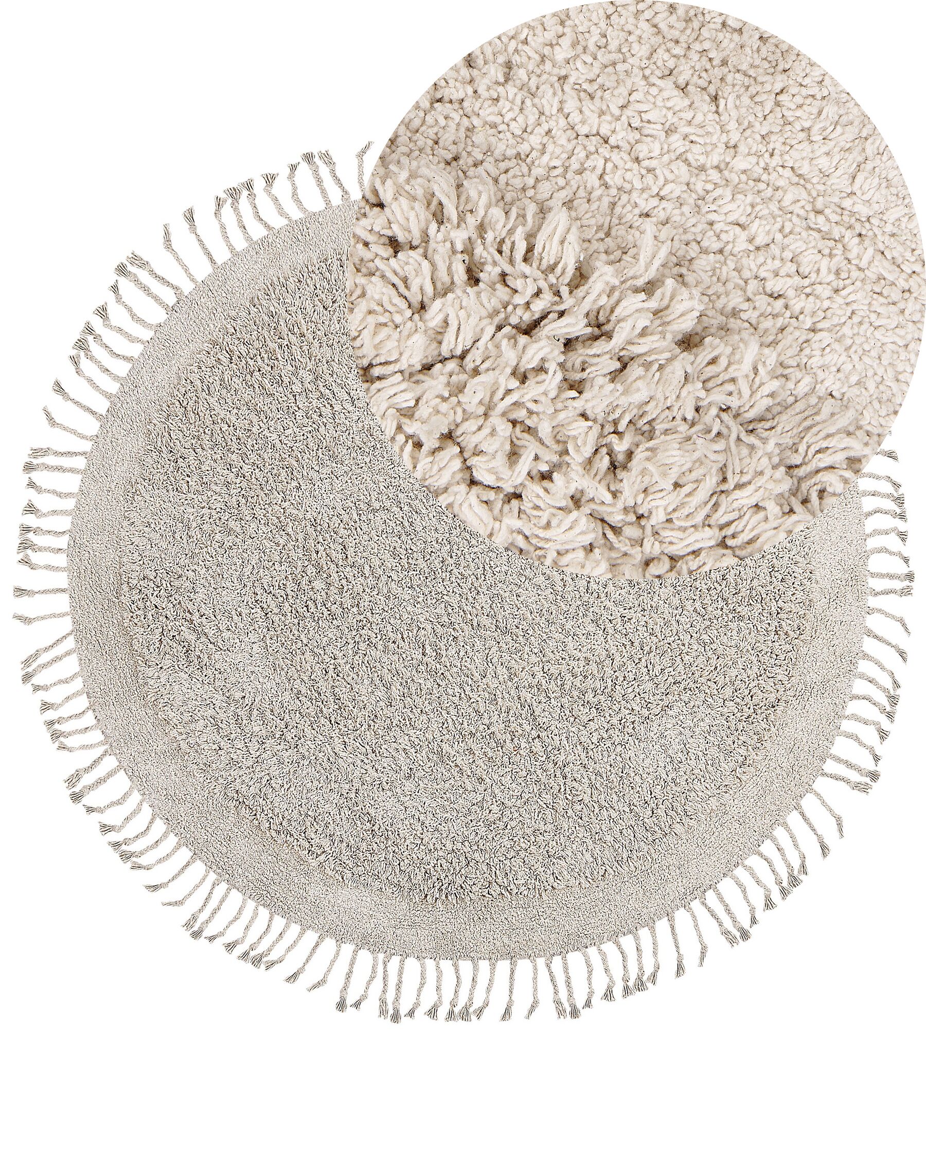 Dywan shaggy okrągły bawełniany ⌀ 140 cm beżowy BITLIS_837845