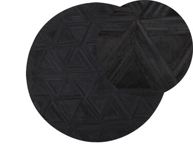 Okrúhly kožený koberec ⌀ 140 cm čierny KASAR