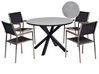 4 Seater Aluminium Garden Dining Set Glass Top Grey and Black MALETTO/GROSSETO _938098