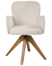 Set of 2 Dining Chairs Swivel JEAN Fabric Light Beige_1037988