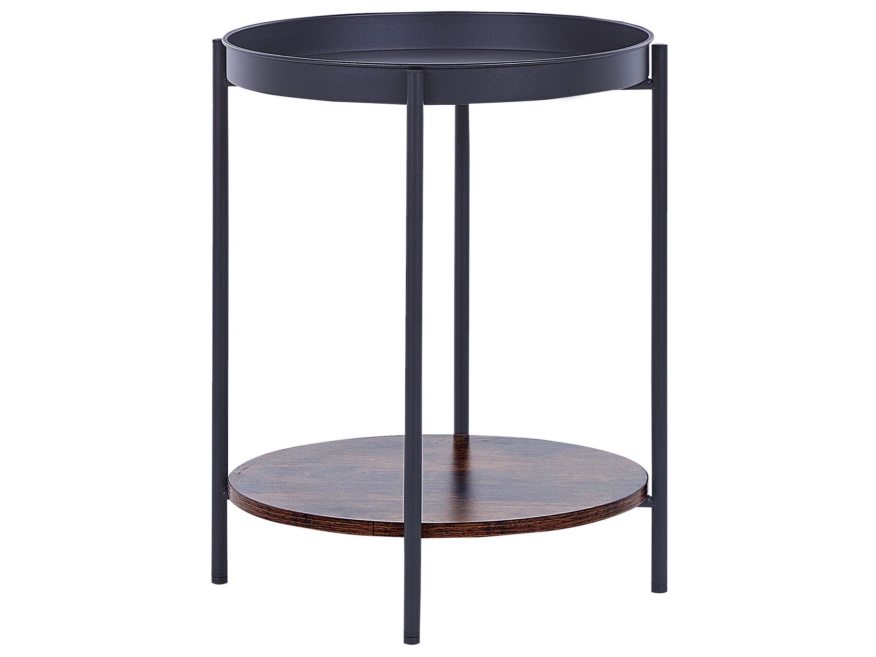 Tavolino metallo nero e legno scuro ⌀ 41 cm BORDEN_824234
