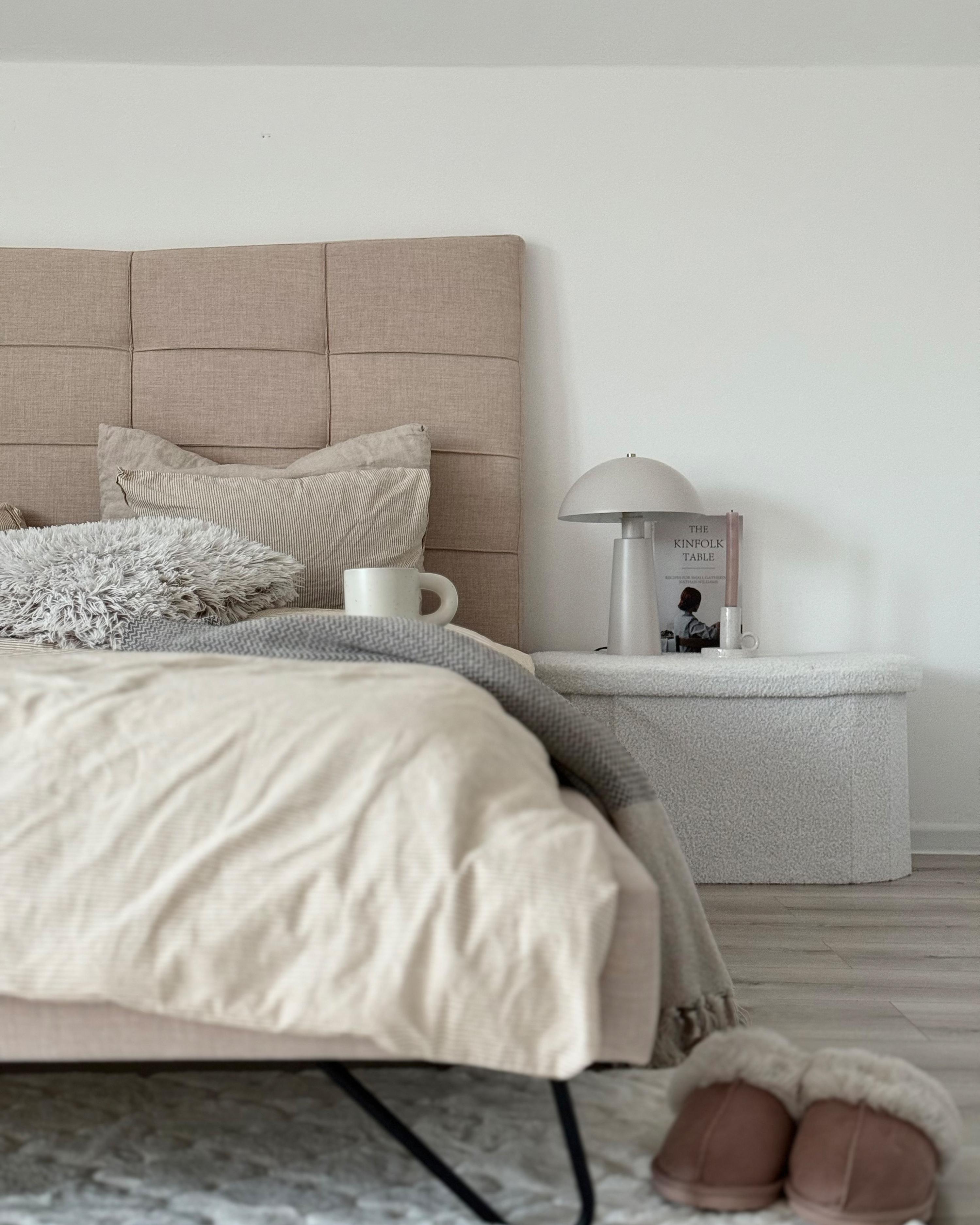 Bett mit Lattenrost Stoff LANNION 160 x 200 cm Hellbeige_967258