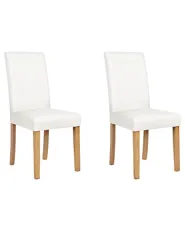 Set of 2 Dining Chairs BROADWAY Faux Leather White_744502