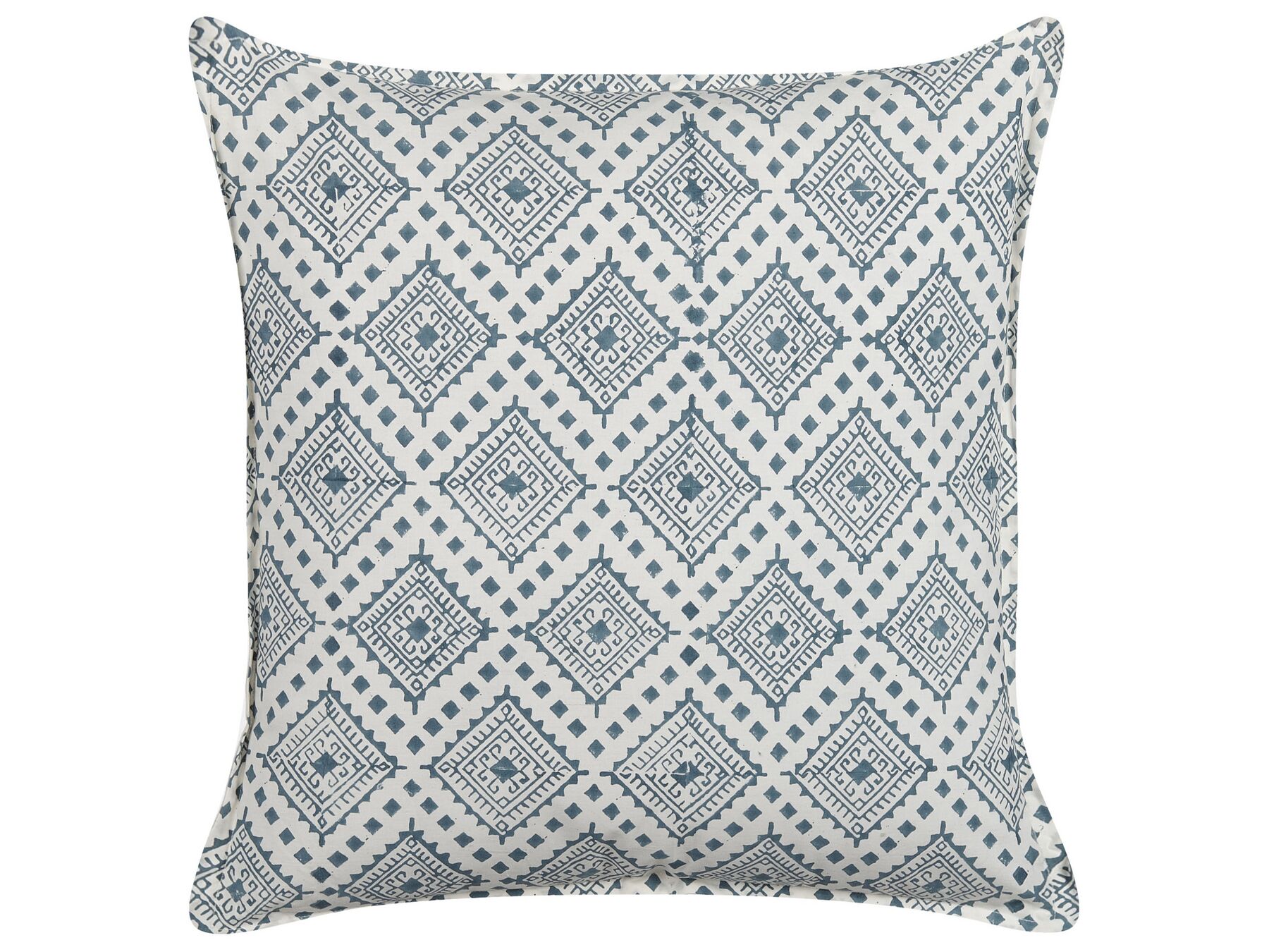 Almofada decorativa com padrão oriental em algodão azul e branco 45 x 45 cm CORDATA_838570