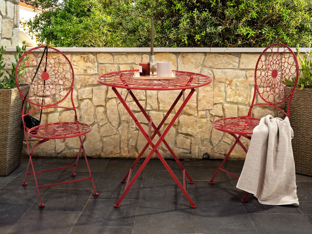 Metal Garden Bistro Set Red SCARIO Beliani