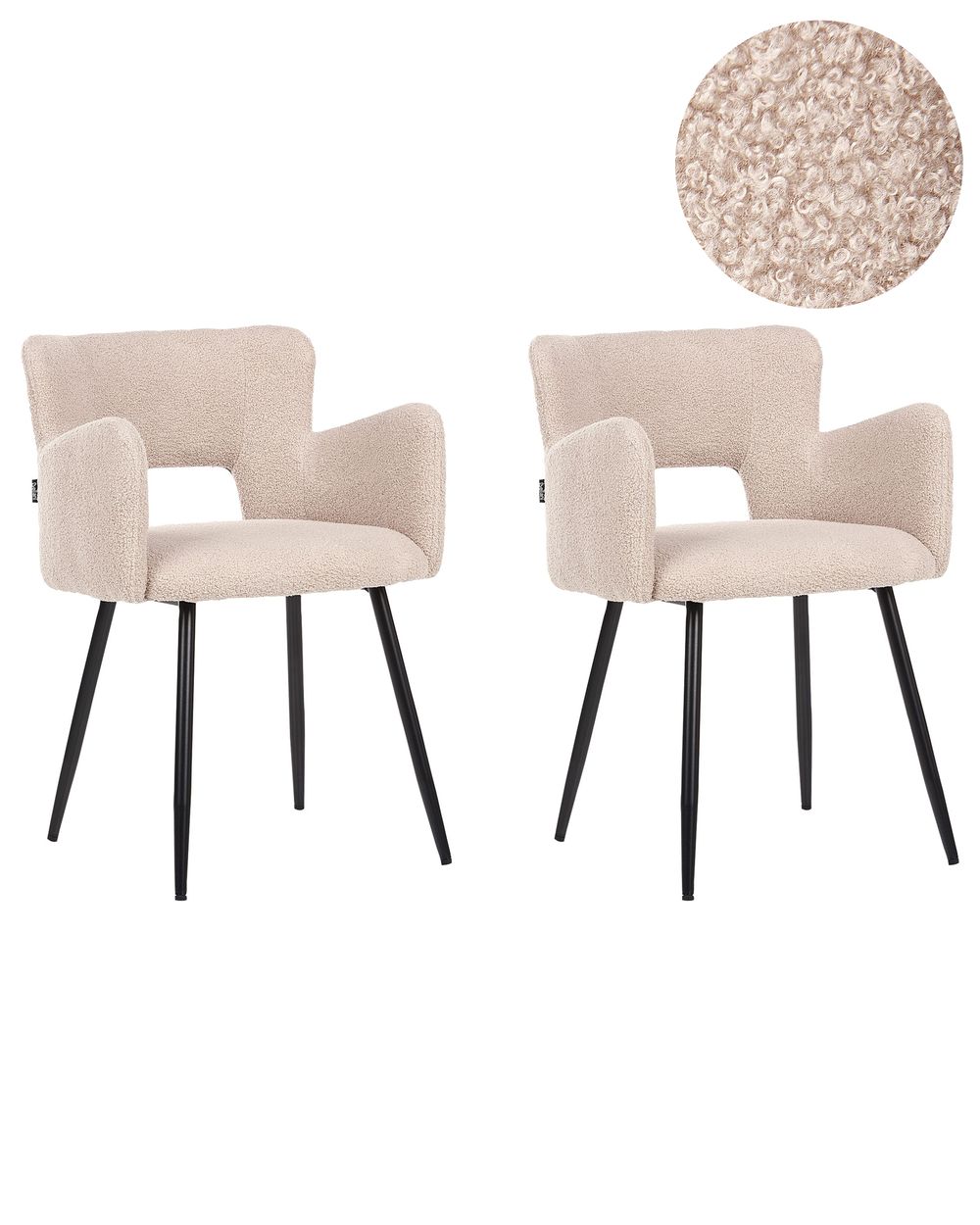 Esszimmerstuhl 2er Set SANILAC Bouclé Beige