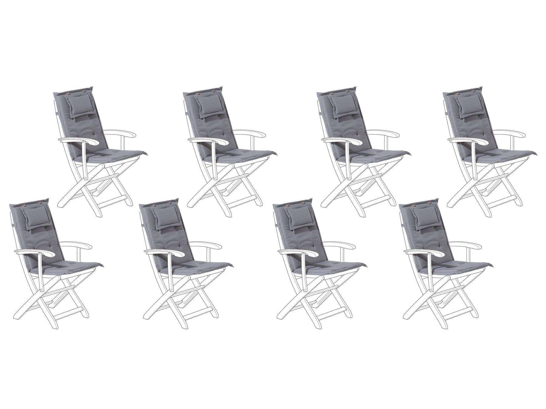 Conjunto de 8 cojines para la silla de jardín gris MAUI_765143