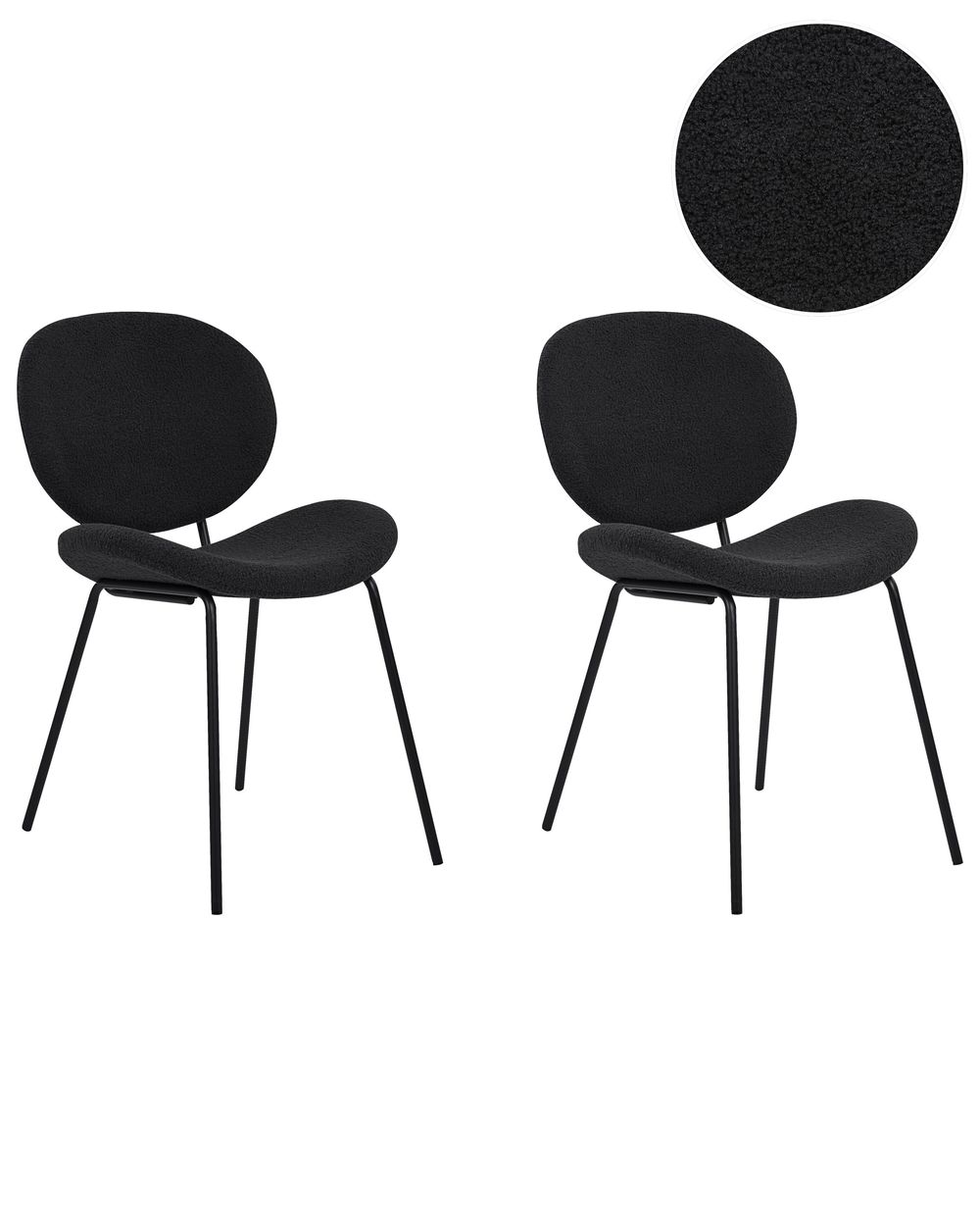 Esszimmerstuhl 2er Set LUANA Bouclé Schwarz