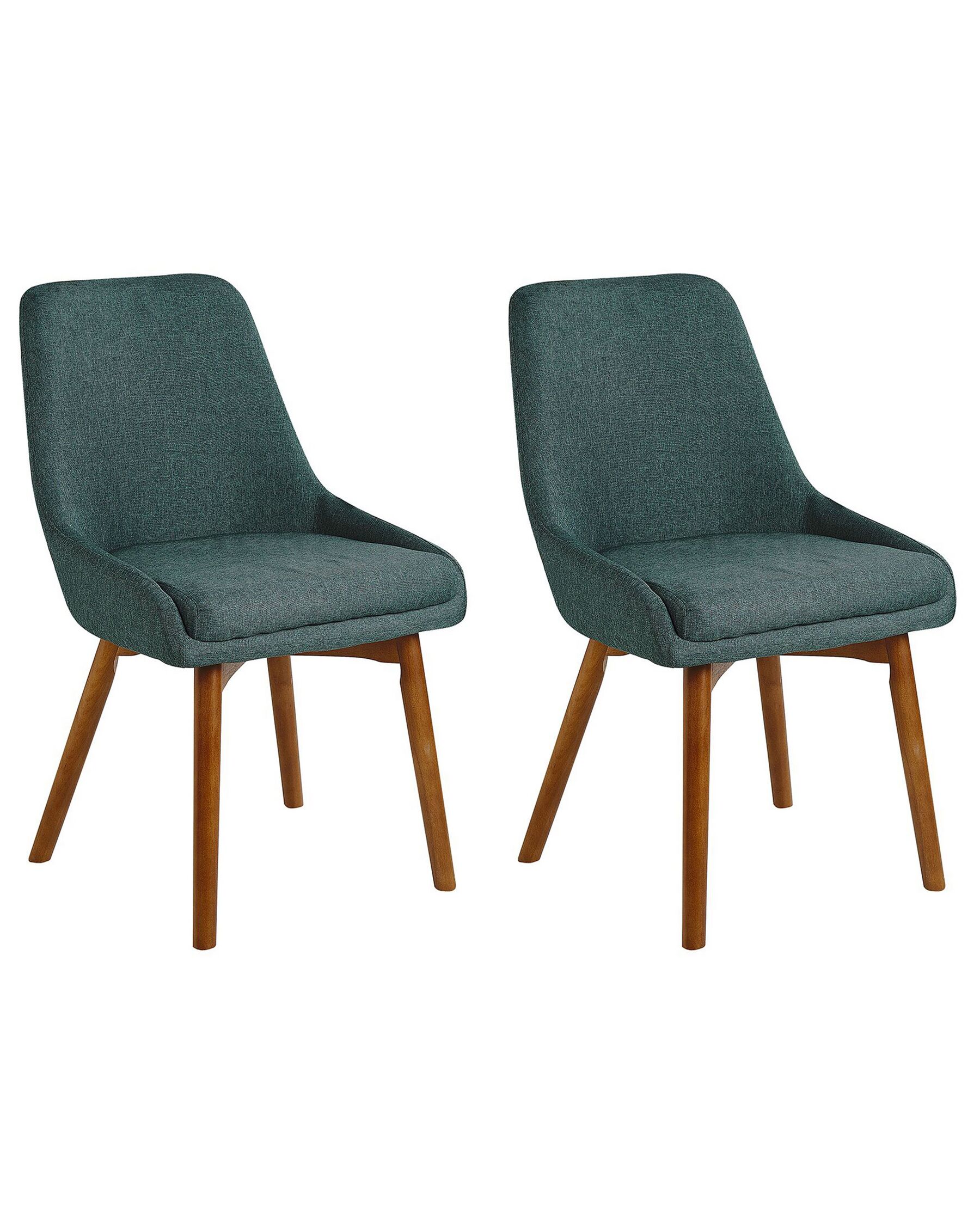 Set of 2 Fabric Dining Chairs Green MELFORT_799989
