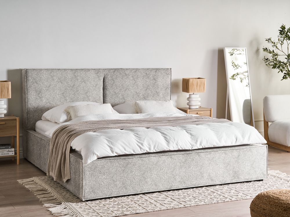 Lit ottoman MOISSAC Velours tricoté Noir/blanc 180 x 200 cm