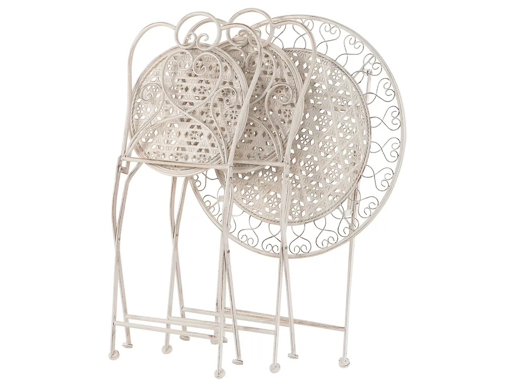 Bistro Set Folding TRIESTE Metal Light Beige_749924