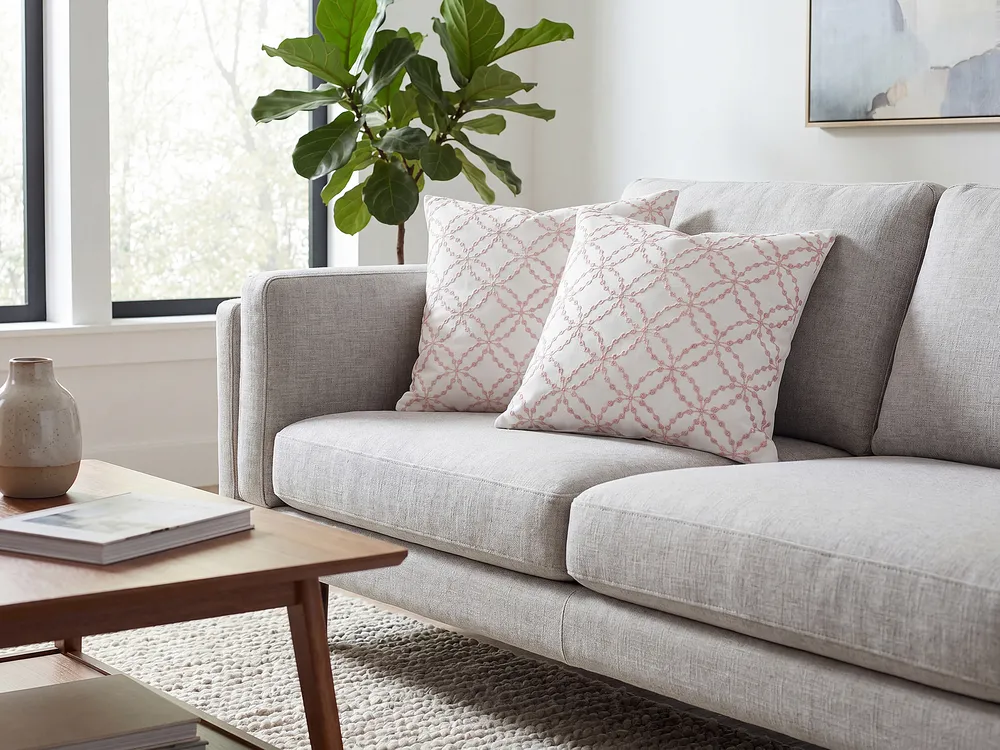 Set of 2 Decorative Cushions VERBENA 45 x 45 cm Cotton Pink Geometric Pattern