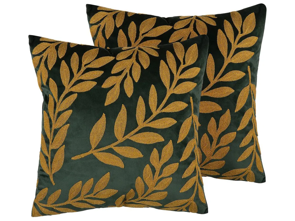 Set of Decorative Cushions MISTLETOE Velvet 45 x 45 cm Green