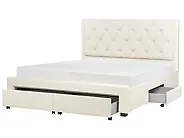 Säng med förvaringslådor LIEVIN Sammet Ljusbeige 180 x 200 cm_1185057