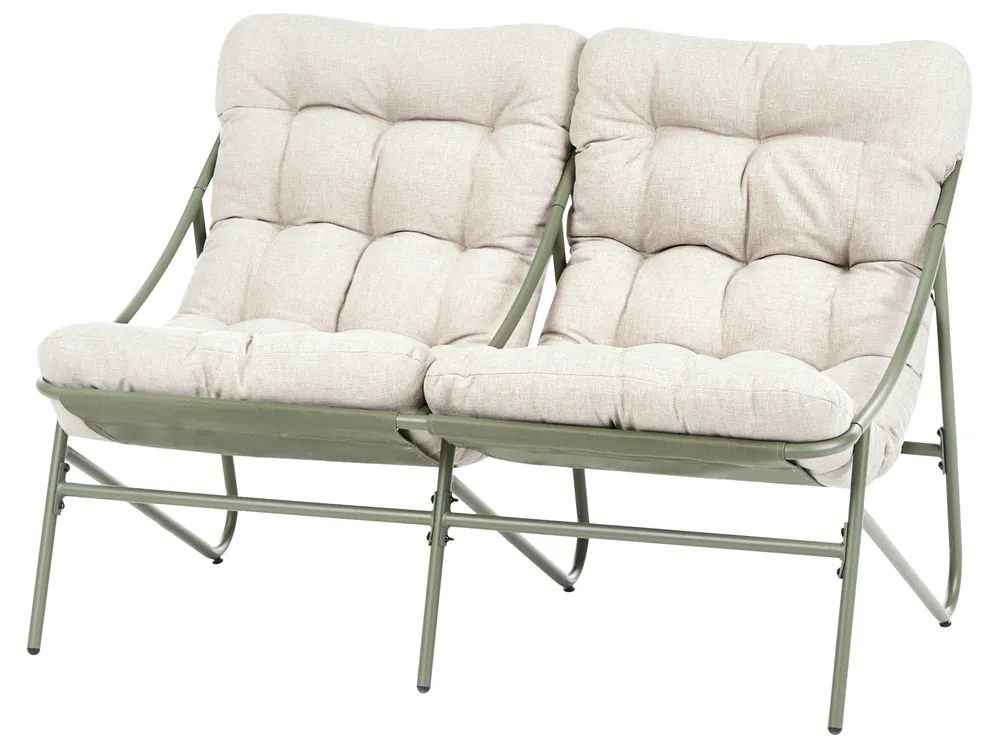 Garden Lounge Set with Table 4 Seater MOLVENO Metal Beige/ Green_1070473