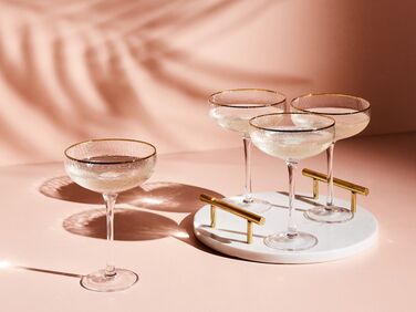 Set of 4 Gold-Rimmed Champagne Saucers 45 cl TOPAZ